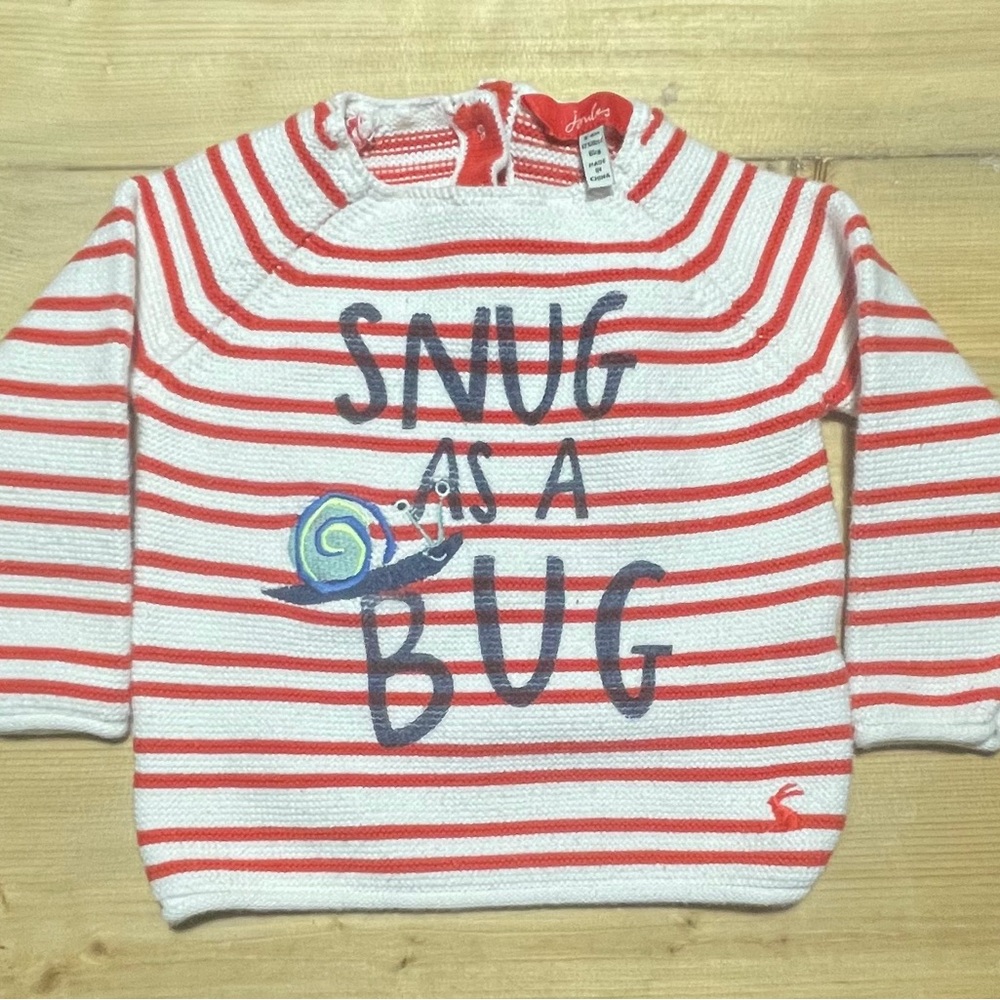 Vintage Baby Striped Snug as a Bug Sweater 3-6 months VVGUC